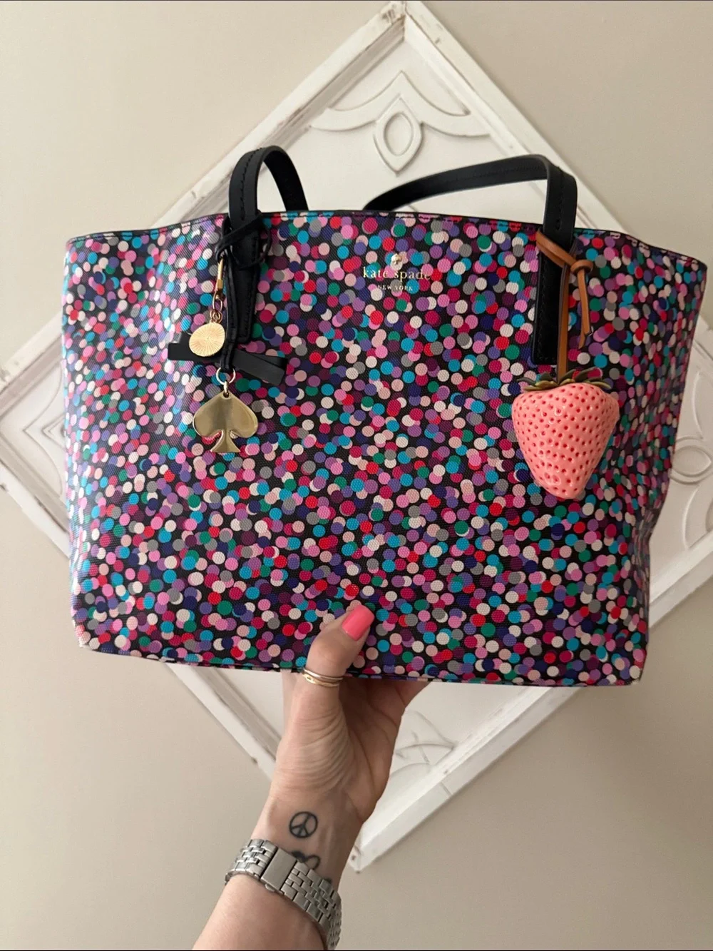 KATE SPADE Confetti Hawthorne Colorful Tote